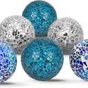 6Pcs Decorative Ball Set - 6cm/2.4inch Mosaic Glass Orbs Centerpiece Balls Decoration for Tables, Wedding Party (Mixed Color)