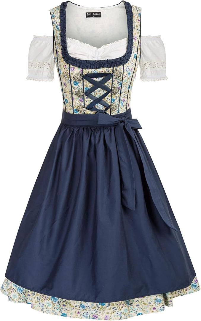 Scarlet Darkness Oktoberfest Carnival Costumes for Women German Dirndl Cosplay Dress (X-Large, Deep Blue)