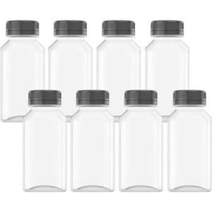 Goiio 8 Pcs 8 Oz Plastic Juice Bottles Empty Clear Containers with Tamper Proof Lids for Juice, Milk and Other Beverage