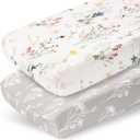 Pobibaby - 2 Pack Premium Changing Pad Cover - Ultra-Soft Jersey Knit, Stylish Floral Pattern, Safe and Snug for Baby (Wildflower)