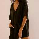 Zontroldy Women's Casual V Neck One Piece Jumpsuit Shorts Summer Short Romper Dresses with Pockets (Black)