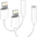 Apple MFi Certified 2 Pack Lightning to 3.5 mm Headphone Jack Adapter for iPhone, iPhone Aux Adapter Converter Dongle Audio Cable Compatible with iPhone 14 13 12 11 X XS 8 7 (2Pack, White/Lightning to 3.5 mm)