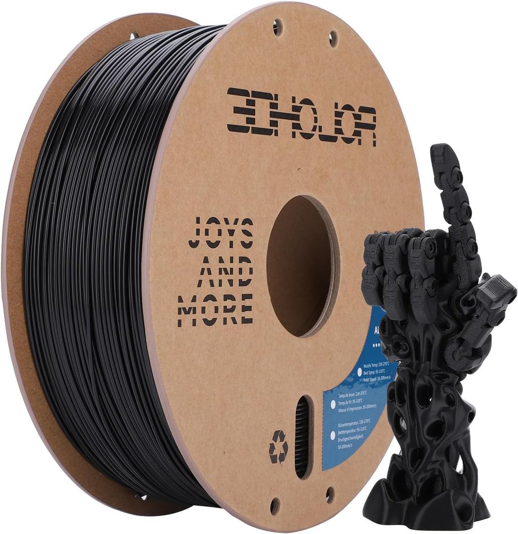 3DHoJor ABS Filament 1.75mm, ABS 1kg Spool (2.2lbs),3D Printer Filament,Dimensional Accuracy +/- 0.03 mm, Fit Most FDM Printer-Black