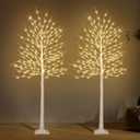 Birch Tree Lights 6+6FT, Set of 2 Prelit Christmas Trees 8 Lighting Effects and Timer, Artificial Trees Warm White Fairy Lights, Twinkling Twig Trees for Xmas Party Wedding Indoor Outdoor