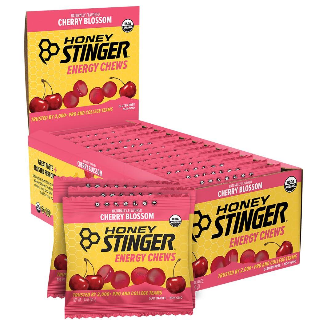 Honey Stinger Organic Cherry Blossom Energy Chew, Gluten Free & Caffeine Free, for Exercise, Running and Performance, Sports Nutrition for Home & Gym, Pre and Mid Workout, 12 Pack, 21.6 Ounce, BBD: FEB 19, 2027