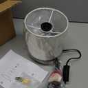 Modern Small Table Lamp with Grey Metal Base and Linen Shade, 10.4 Inch Nightstand Light for Bedroom, Living Room, Desk, Dorm (Gray)