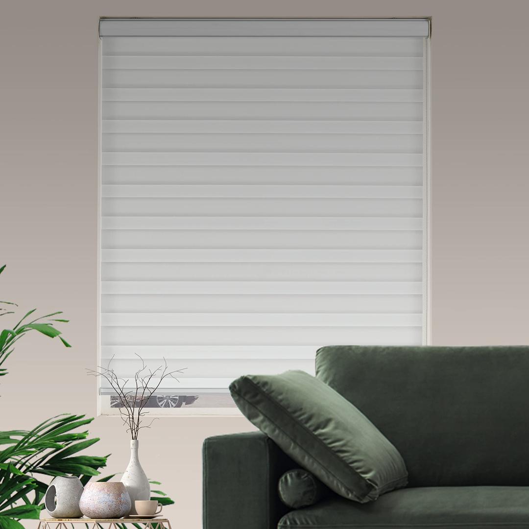 JIANGPIN TEXTILE Zebra Roller Shades, Dual Layer Roll Up Blind for Living Room, Semi Sheer Shades Window Privacy Light Control for Day 22x72in