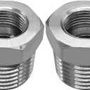 Beduan Stainless Water Line Adapter 3/8 Female to 1/2 G Male Reducer Hose Pipe Adapter Compression Fitting Kitchen Bathroom Faucet Supply Hose Stop Valve Pipe Connector with Flat inside (Pack of 2)