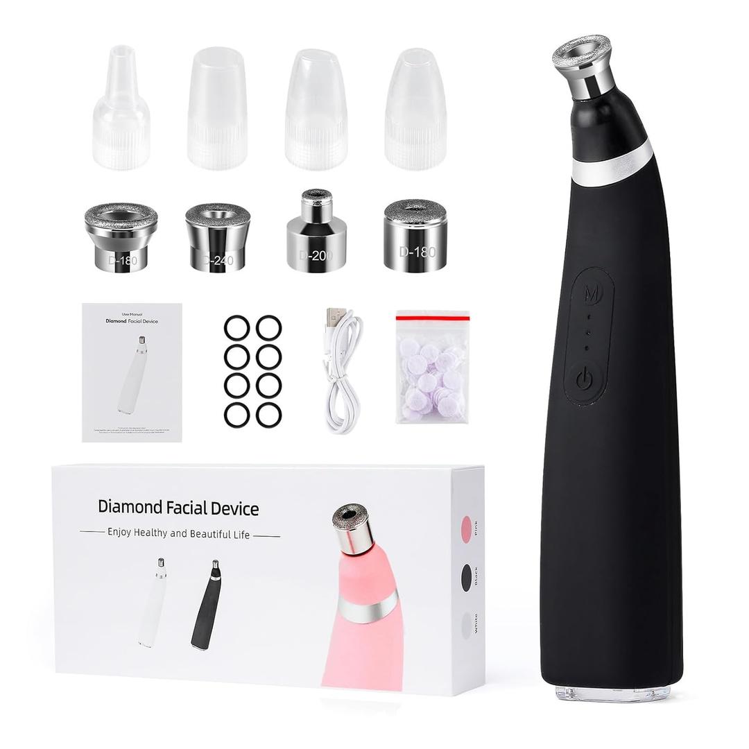 IeBilif Diamond Microdermabrasion Machine, 3 Modes Diamond Microdermabrasion Dermabrasion Machine for Blackhead Removal, Portable Microdermabrasion Tool with 8 Diamond Tips, Black 