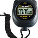 Bairnqner Stopwatch Timer with Countdown, ON/Off Simple Operation No Clock No Date, Digital Stop Watch for Sports, Black