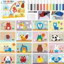 Nilez Sand Art Kits for Kids Foil Crafts Painting Bulk Peel and Stick Drawing Party Toys for Age 4-13 Girl Boy, DIY Animal Pictures with Colored Sand Mini Brush Squeeze Bottle Birthday Gift Children