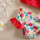 Baby Girl Swimsuit Infant Toddler Girl Bathing Suit Bikini Two Piece Swimwear with Hat (12-18 Months, Red Floral)