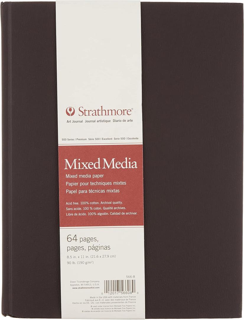 Strathmore 566-8 500 Series Hardbound Mixed Media Art Journal, 8.5"x11" 32 Sheets