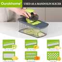 Ourokhome Mandolin Slicer with Handheld Spiralizer, Hand Safe Vegetable Shredder with 6 Mandoline Blades, Veggie Waffle Cutter for Potato, Carrot, Zucchini, Essential Kitchen Gadgets (10 in 1, Gray)