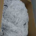 Donut Dog Cuddler Bed Calming, Anti-Anxiety, Warming Cozy Soft Dog Round Bed, Fluffy Faux Fur Plush Dog Cat Cushion bed for Small Medium Dogs and Cats (20"/24"/27"/30") (27.0"L x 27.0"W x 8.0"Th, Light Grey)