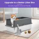 iPrimio XL Stainless Steel Litter Box with Lid - High-Sided Metal Litter Box with Enclosure for Big Cats - Easy to Clean, Rust-Resistant, and Durable - Never Absorbs Odors - 23.5 x 15.5 x 6 in