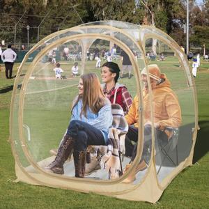 EighteenTek Pop Up Weather Pod, Sport Pod with Attached Floor, 360 Clear View, UPF 50+ UV Protection, Waterproof All-Weather Instant Shelter for 1-4 Person, Sports Camping Fishing Tailgating, 70"L x 70"W x 63"H