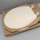Mayfair Cassel Slow Close Toilet Seat, Easy Clean, Non Slip Premium Wood Seat, Easy Install, Made in USA, Round, Bone