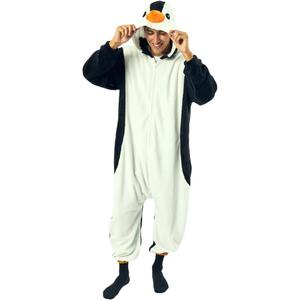 Bioworld Penguin Adult Hooded Kigurumi Onesie Costume Union Suit (White, XL)