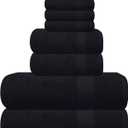 GLAMBURG Ultra Soft 8-Piece Towel Set - 100% Pure Ringspun Cotton, Contains 2 Oversized Bath Towels 27x54, 2 Hand Towels 16x28, 4 Wash Cloths 13x13 - Ideal for Everyday use, Hotel & Spa - Black