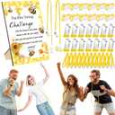 Geelin 12 Sets Swing Pacifier Baby Shower Games Funny Gender Reveal Games, Include 1 Wooden Sign and 12 Plastic Pacifiers for Bridal Baby Shower Gender Reveal Party Women Men(Bee,Yellow)