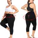 Hi Clasmix 2 Pack Plus Size Capri Leggings for Curvy Women -1X-4X High Waisted Tummy Control&Soft Yoga Workout Gym Tights Pants(2 Pack Black,XL)