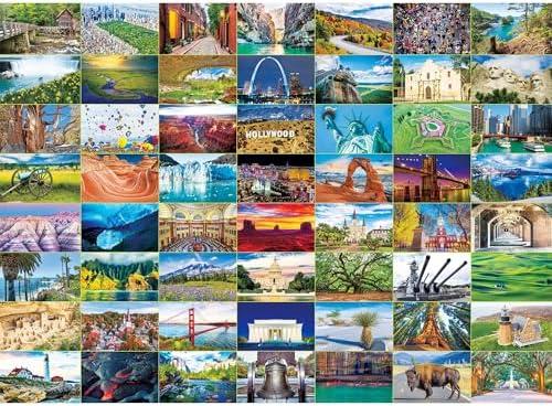 BenBen 1000 Piece Puzzle for Adults, Iconic America, 56 USA Landmarks, Travel Landscape Puzzle Including National Parks, Jigsaw Puzzles with Letters on Back