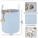 XUANGUO Cotton Rope Laundry Basket Hamper for Clothes Woven Storage Basket for Living Room Bedroom Boho Tall Rope Baskets for Blanket Toys Pillow Towels Baby Nursery Hamper Bin light blue