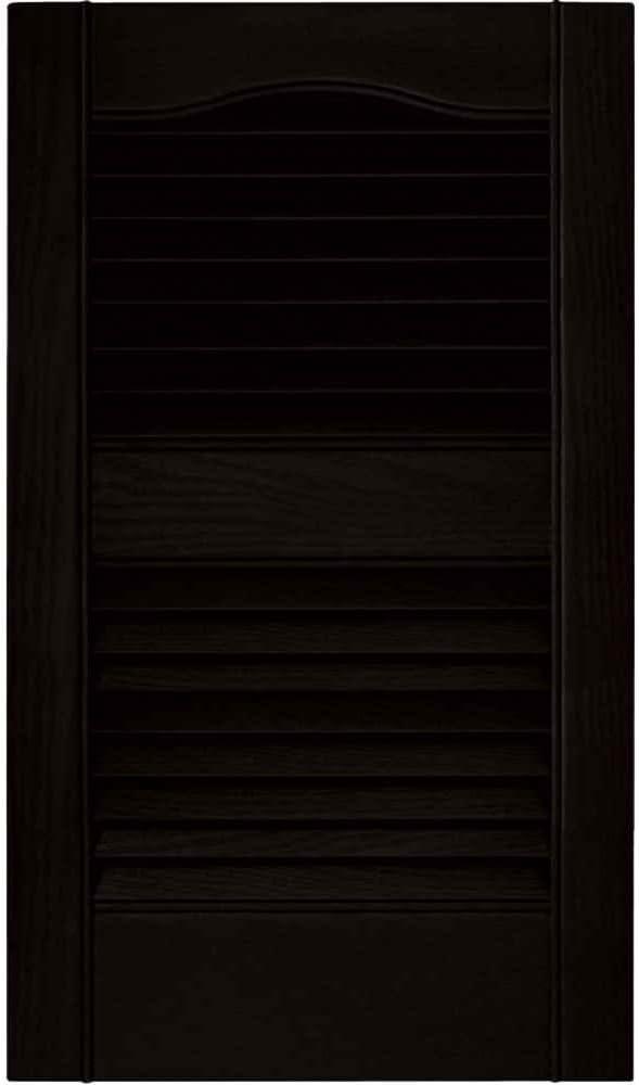 Louvered Vinyl Exterior Shutters Pair in #002 Black ( 12" W x 36" H)