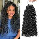 Knotless Crochet Human Hair Pre Looped Deep Wave Curly Human Crochet Hair 20 Inch Feather Line Hair Extension 100% Human Hair Natural Black Color 60g 50Strands