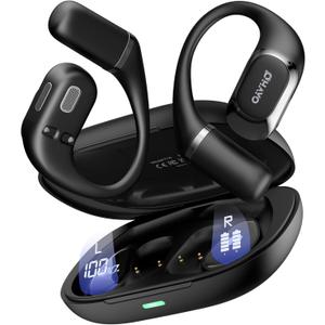 Open Ear Headphones,Over Ear Earbuds with Ergonomic Earhook,Bluetooth Headphones 5.4 with Smart Digital Display,40H Playtime,IPX6 Waterproof,Touch Control Operate Fit Cycling,Running,Workout(Black)