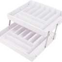 Extra Large and High Drawer Organizer, 2 Tier Smart Expandable Desk Organizer, Multi Level Junk Drawer Organizer for Makeup, Jewelry, Desk, Office Drawers (White)