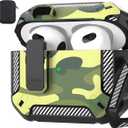 Maxjoy for AirPods 3rd Generation Case, AirPods 3 Case Cover with Lock AirPod3 Generation Protective Cases Gen 3 Shockproof Cover with Keychain Compatible with AirPod 3rd Generation, Rainforest Camo