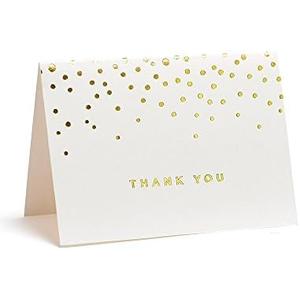 Gartner Studios Gold Foil Dots Thank You Cards, Ivory and Gold Foil Blank Thank You Notes, 3.5” x 5”, Set of 50 Blank Notecards with Envelopes (13745)