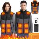 Heated Vest for Men,11-17 Heating Zones Rechargeable Heated Vest with 7.4v 16000mAh Battery for Outdoor Travel Etc (X-Large, Black and Gray)