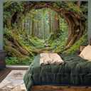 Accnicc Forest Tapestry Green Nature Tree Wall Tapestry for Bedroom Aesthetic Jungle Outdoor Landscape Large Tapestries Wall Hanging for Dorm Living Room Decor 80 x 60 Inch