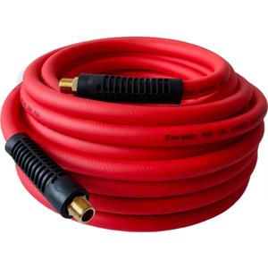 Air Hose 3/8 in x 50 ft, 300 PSI, Hybrid Air Compressor Hose with Double 1/4 in MNPT Solid Brass Fittings, Heavy Duty, Lightweight, Kink Resistant