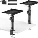 Clamp-on Desktop Speaker Stands Pair for LG, Sony, Vizio, Klipsch, Samsung, JBL Speaker Stand Desk - Adjustable Desk Speaker Stands for Most Satellite & Bookshelf Speaker Stands Wr Cable Management