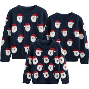 Simplee kids Ugly Christmas Sweater Family Matching Outfits for Holiday Party Knitted Pullover (7-8 Years, Santa-navy)