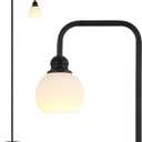 Bricosmocon Modern Floor Lamp for Living Room, Black, with 3 Color Temperatures LED Bulb, Industrial Design, 63.2 in H, White Glass Shade, E26 9W A19 LED Bulb Included, White