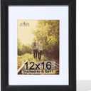 KTKDE 12x16 Picture Frame Real Glass,Poster frame Display Pictures 8.5x11 with Mat or 12x16 Without Mat, Modern Style Wood Composite Frame,Gallery Wall Frame Wooden Black，best gift