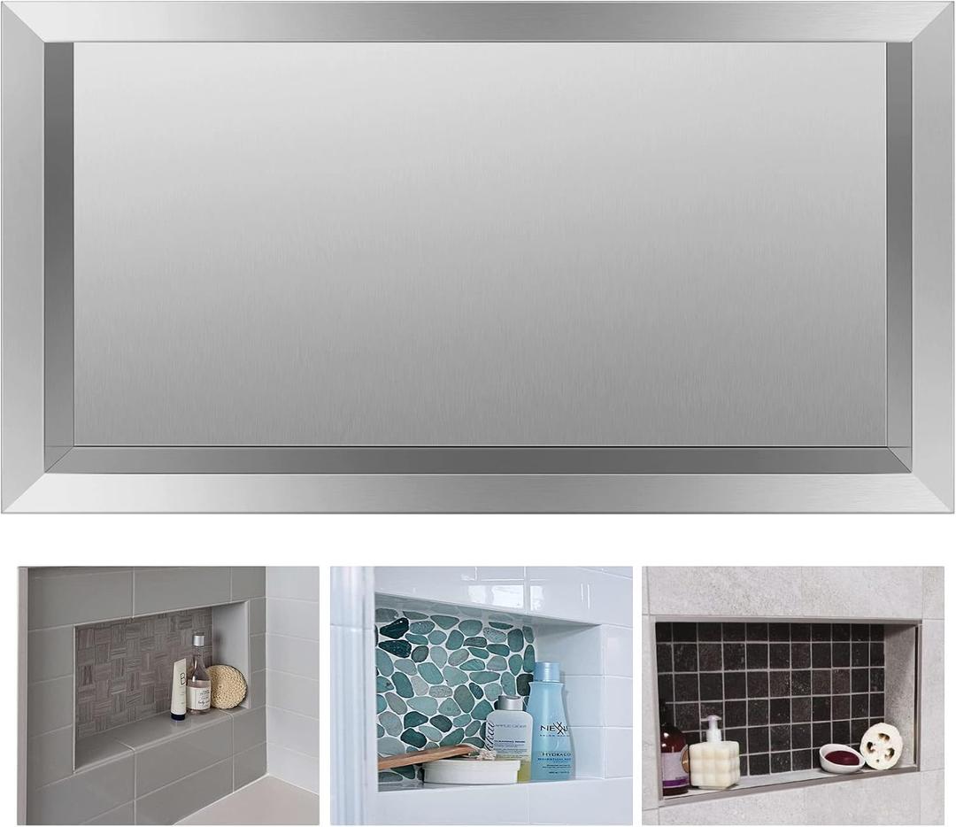 Suteck Shower Niche, 12"x24" Ready for Tile, Stainless Steel Recessed Shelf Niches for Showers, Single Niche for Bedroom, Living Room, Bathroom Storage