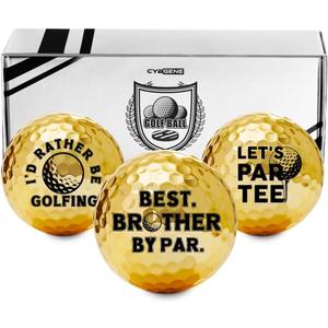 Golf Gifts for Brother, Unique, Colored Golf Balls, Cool Accessories for Golfers, Golf Lovers, for Birthday and Christmas - Brother, GOLD
