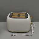 2-Slice Toaster, Wide Slots, 7 Bread Shade Settings, Stainless Steel, Bagel, Cancel, and Defrost Functions, Removable Crumb Tray, Retro Style Toaster,Matte White and Gold