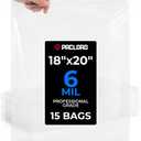 18" x 20" Extra Large Reclosable Plastic Zip Bags, 15 Count | 6 Mil Heavy-Duty Clear Poly Bags, Resealable for Food, Clothes, Hardware, Home & Garage Storage
