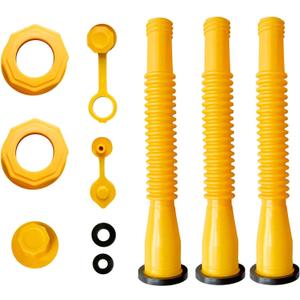 Gas Can Spout Replacement - Flexible Nozzle Kit Including Screw Collar, Spout Sealing Cap, Extra Rubber Gasket, Replacement Vent Caps for Most 1/2/5/10 Gal Oil Cans