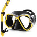 Greatever Dry Snorkel Set,Panoramic Wide View,Anti-Fog Scuba Diving Mask,Professional Snorkeling Gear