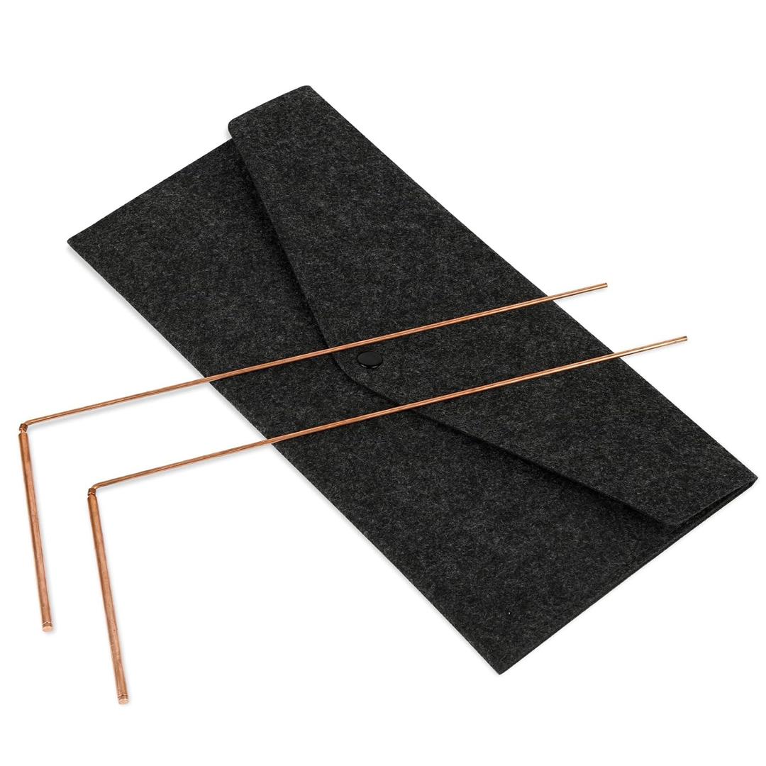 PEASUG Dowsing Rods, 2Pcs Dowsing Rods Copper Spiritual, Copper Dowsing Rods with Bag-Witching Divining Rods for Finding Water, Detect Gold, Locating Lost Items, Ghost Hunting