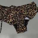 Verdusa Women's Leopard Print Bikini Bottoms Drawstring Ruched Swim Briefs (Medium, Brown)