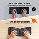 MEETION New Ergonomic Bluetooth Foldable Keyboard, Split Compact Portable Wireless Keyboard for Business Travel, Rechargeable Folding Keyboard for Tablet PC Smartphone iOS Android Windows Mac Black